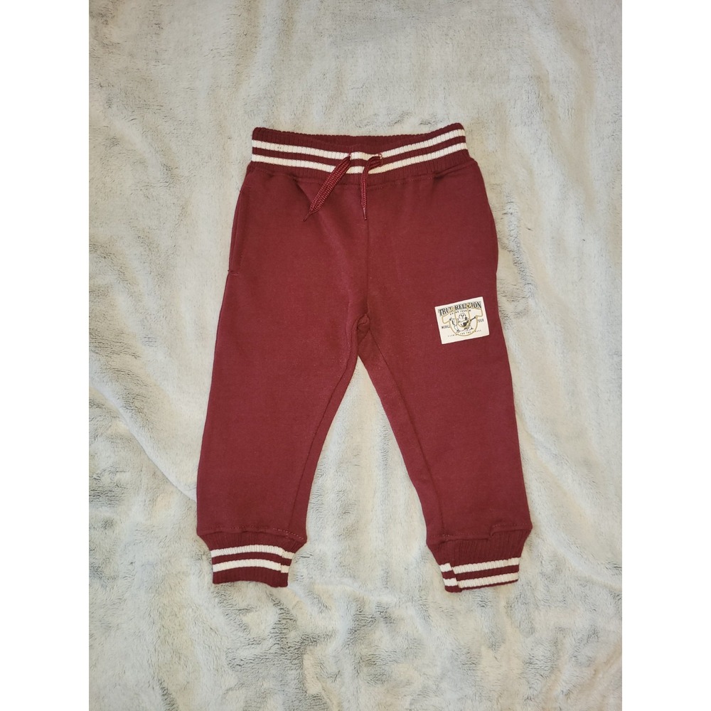 True Religion Unisex Toddler Size 2T Jogger Sweatpants Logo Fleece Elastic Waist